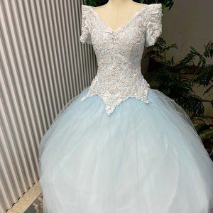 Hand Dyed Princess Blue Ballgown Small/Medium Prom Wedding Quinceanera